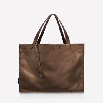 Leather camel - dark gold shopper bag XL NO.145