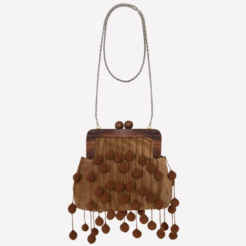 Leather palisander wood rust - colored bag NO.174