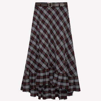 CHECKED SCOTTISH MAXI SKIRT WITH FRILL
