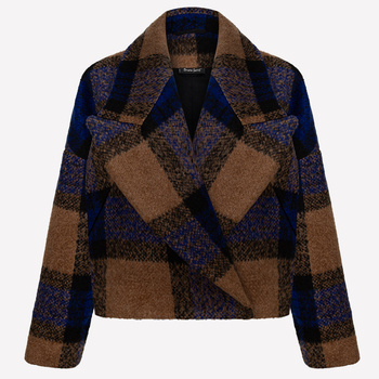 KURTKA W KRATKĘ EGON OVERSIZE Z OBSZERNYM KOŁNIERZEM  100% WEŁNA