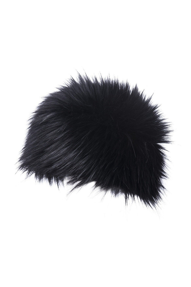 Faux-fur black fox hat, long-haired.