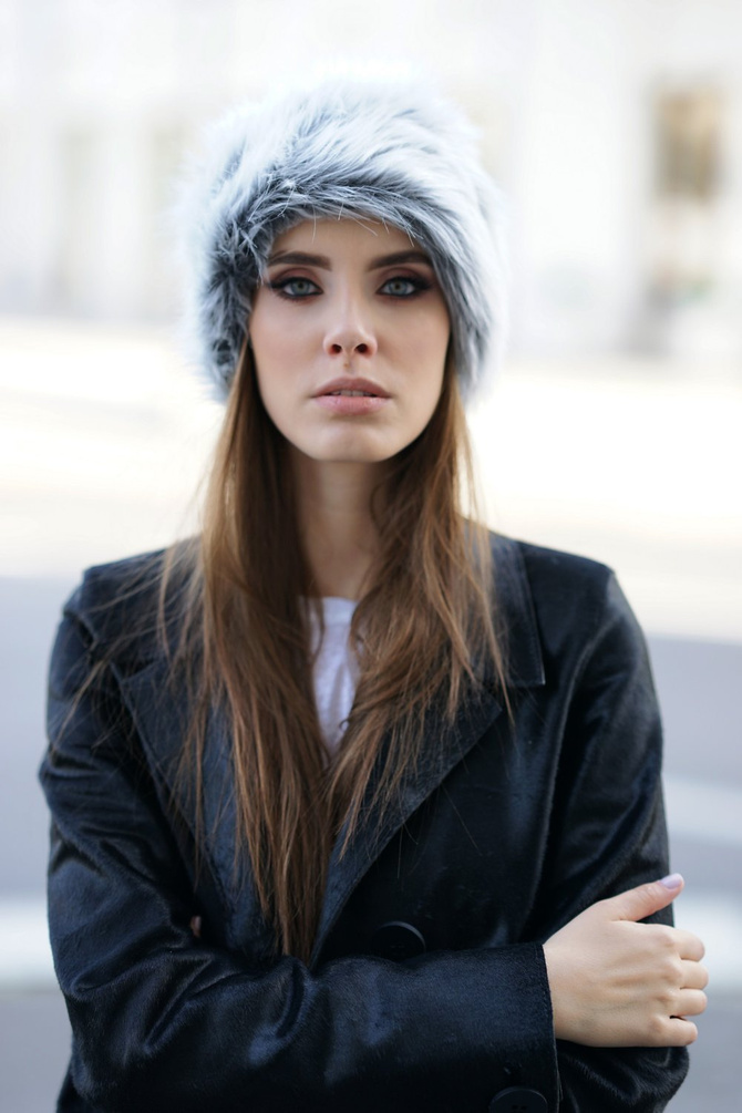 Płaszcz z włoskiej skóry naturalnej calfhair czarny