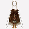Aksamitno - jedwabna biżuteryjna, ozdobna torebka w kolorze brązu i beżu NO. 220